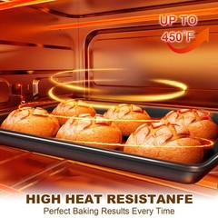 Baking Sheet Pan Set of 3, Commercial Cookie Sheets for Baking, large, Black