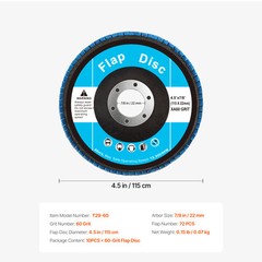 VEVOR Flap Discs 4-1/2″ x 7/8″ Sanding Disc for Angle Grinder 60 Grit 10 Packs