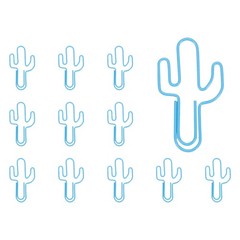12Pcs Paper Clip, Cactus Shape Paper Clip Small Cute Bookmarks, Blue