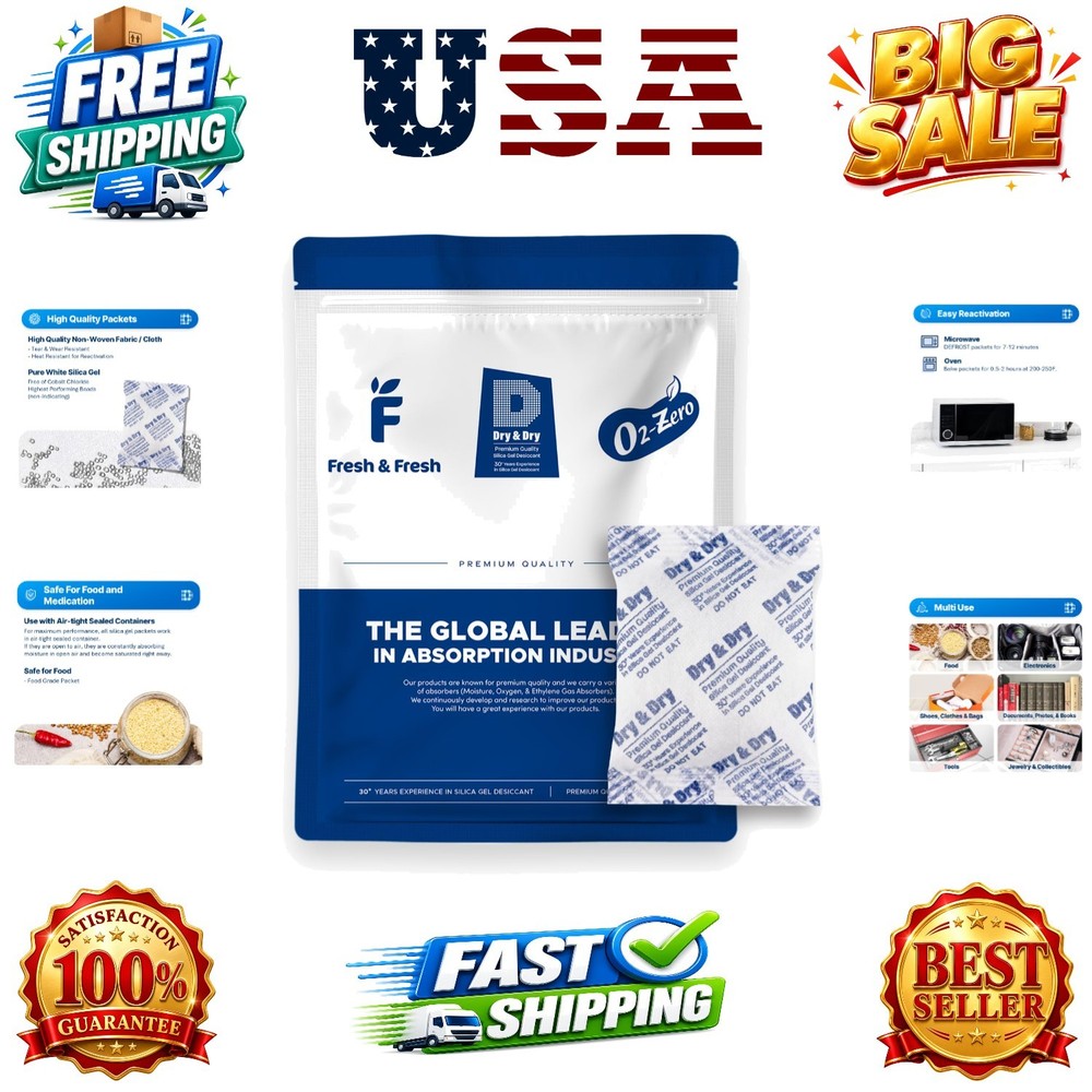 50 Gram [20 Packets] Silica Gel Packets Desiccants, Silica Packets – Recharge…