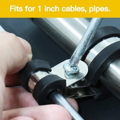 Suiwotin 12pcs 1 inch (25mm) Cable Clamps, Stainless 1 inch-12pcs, Black