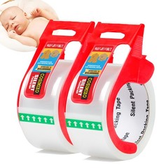 2Pack No Noise Clear Packing Tape with Dispenser,2.7mil x 1.88″ x 55Yds Heavy…