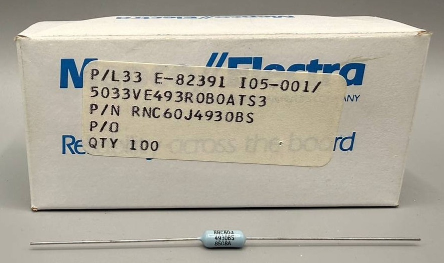 Mepco/Electra RNC60J4930BS Precision Resistors Lot of 100, 3.2 kΩ 5% 0.25W NOS