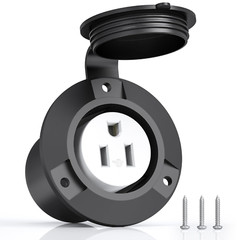 120V 15A Flanged Outlet Female Electrical Outlet with Cover NEMA 5-15R Waterproo
