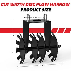 2 Pcs 15.7 in Wide Tow-Behind Disc Plow Harrow Attachment – Fits 2×2” Receiver