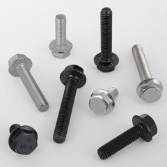 60PCS M6-1.0 x 12mm Flanged Hex Head Bolts Black Zinc Alloy Steel Class