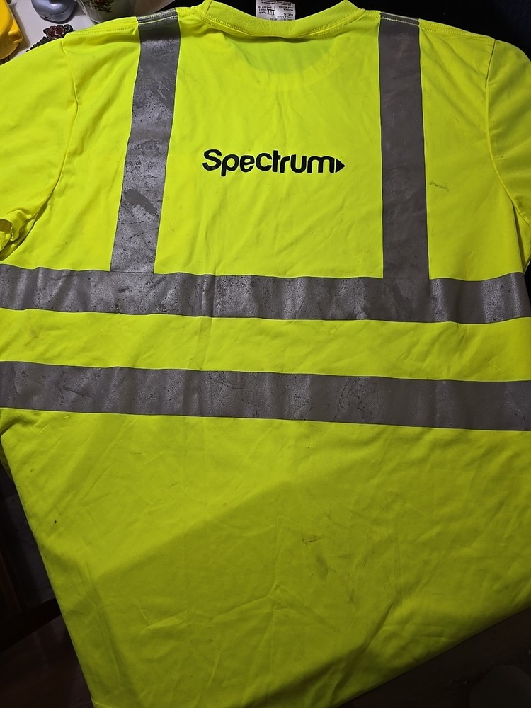 High Visibility Reflective T-Shirt Mens XL Spectrum Yellow Gray Polyester