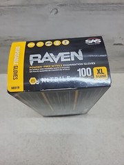 SAS Raven 66519 Nitrile Gloves XLarge Black 7 Mil Powder Free Exam Grade Box 100