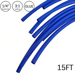 3:1 Heat Shrink Tube – 1/4″ Blue Dual Wall Marine Adhesive Glue Lined Waterproof