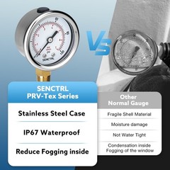 SENCTRL 0-100 Psi Pressure Gauge, 2″ Dial Size, 1/4 NPT Lower Mount, 0-100Psi