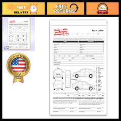 Vehicle Transport Bill of Lading Form – 2 Part Carbonless, 100 Sets, Letter Size