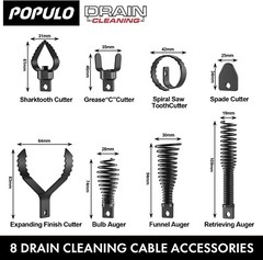 8-Piece Drain Snake Cutter Heads Steel 5/16″-3/4″ Easy Installation for Cleaning