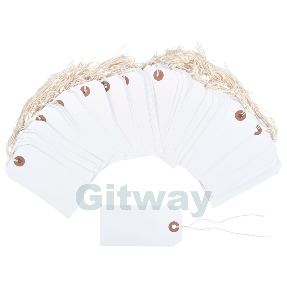 100 White Tags 4 3/4″ x 2 3/8″ Size 5 Inventory Shipping Hang Tag with String