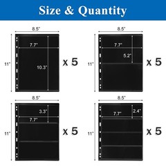 20 Sheets 40 Pages Stamp Album Pages, 9-Hole Stamp Collection Inserts Double …