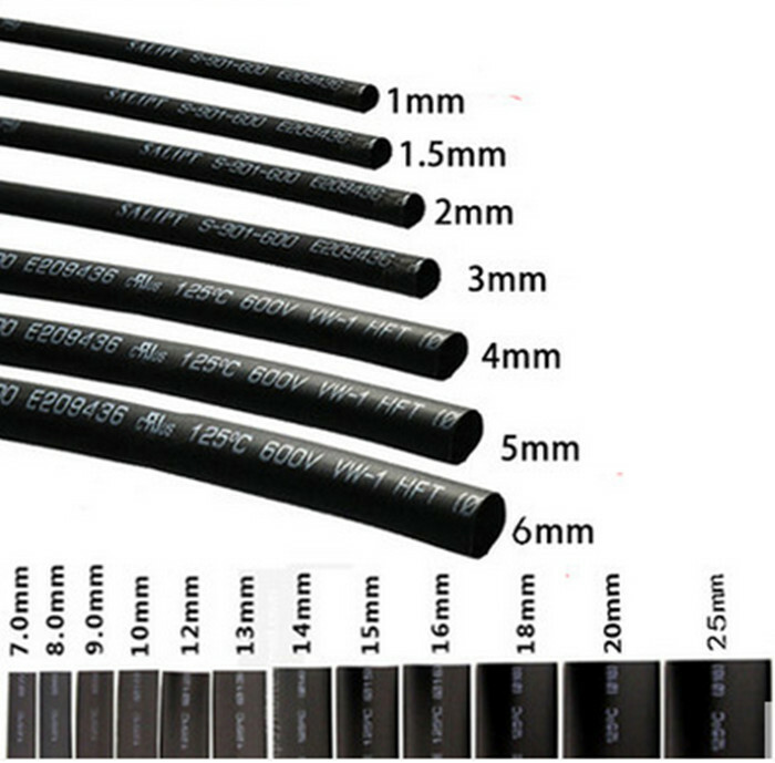 3M/10ft Heat Shrink Tubing Tube Black 11/12/13/14/15/16/18/20/22/25/28 -60mm 2:1