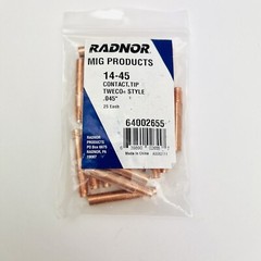 PACK-25 RADNOR CONTACT TIP, 0.045, TWECO STYLE, RAD64002655