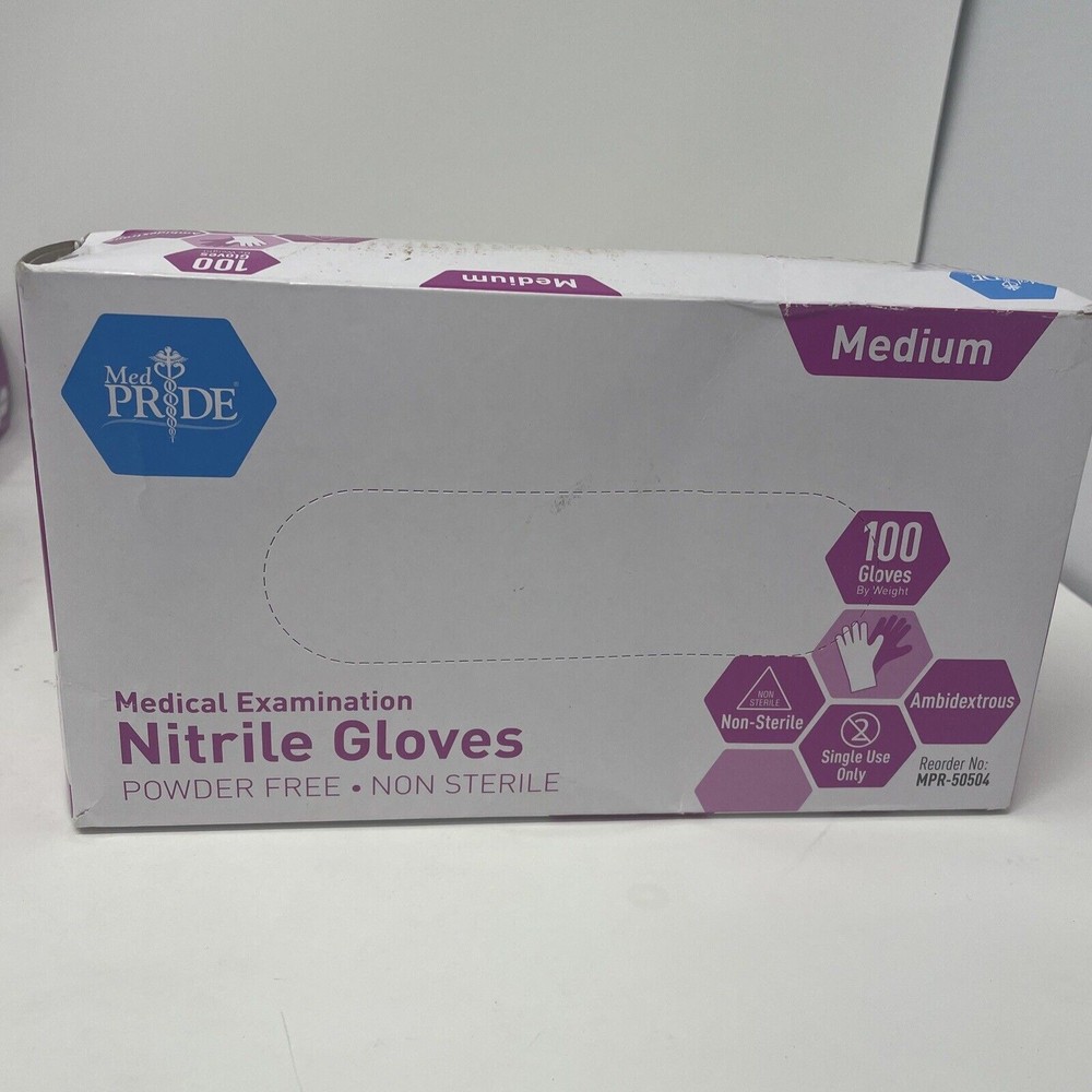 Medpride Medical Examination Nitrile Gloves-Medium-Box of 100 Gloves, Blue
