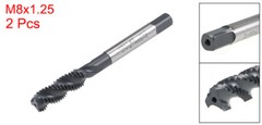 2pcs M8 x 1.25 Spiral Flute Tap Metric Machine Thread Tap HSS Nitriding Coated