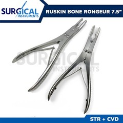 Set of 2 Pcs Ruskin Bone Rongeur 7.50″ Straight & Curved 5mm Bite Double Action