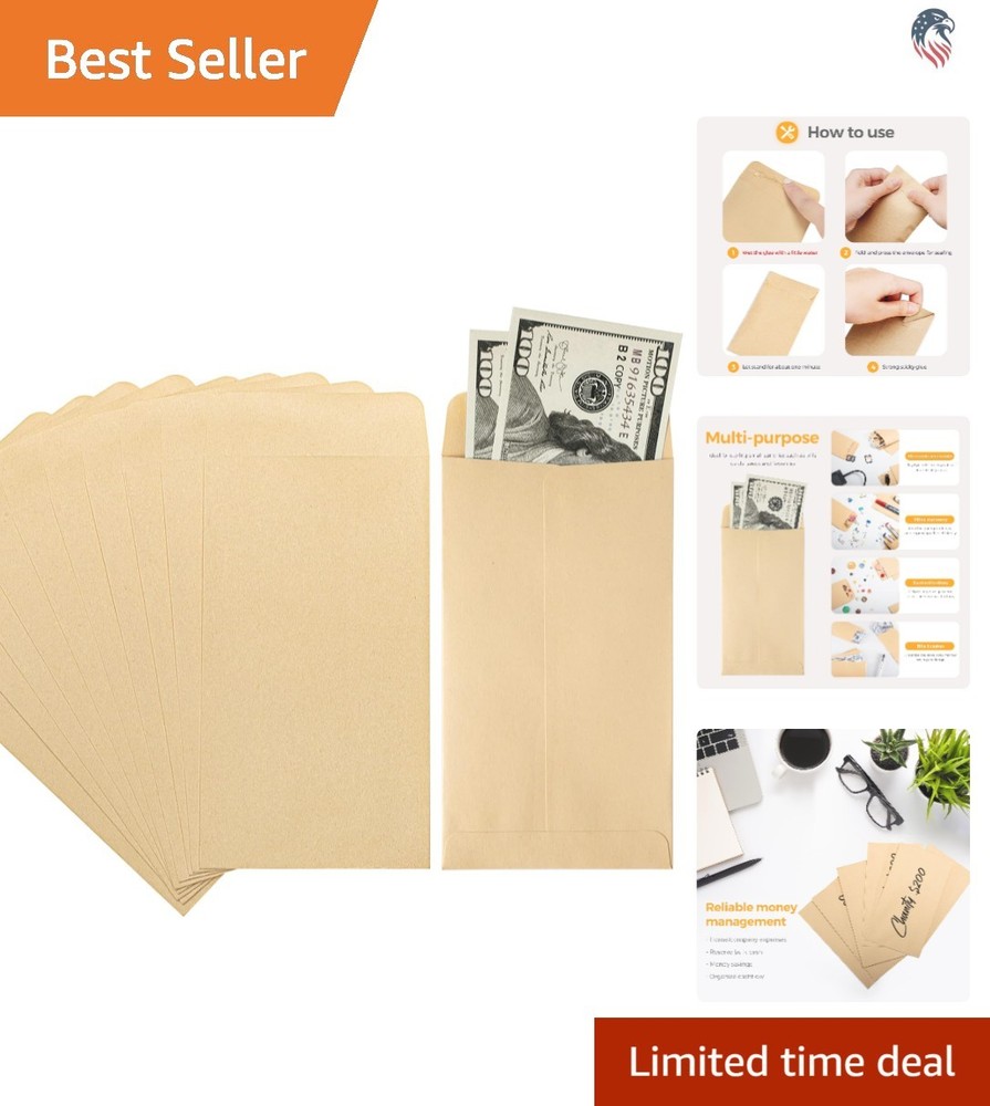 100 Pack Kraft Self Sealing Cash Envelopes for Budgeting and Storage 3.5×6.5 …