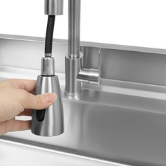 Used Commercial Sink Stainless Steel Sink Single Bowl Kitchen Sink w/ Faucet