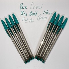 8 Teal Green Bic Cristal Ballpoint Pens 1.6mm Xtra Bold Smooth Writing NEW