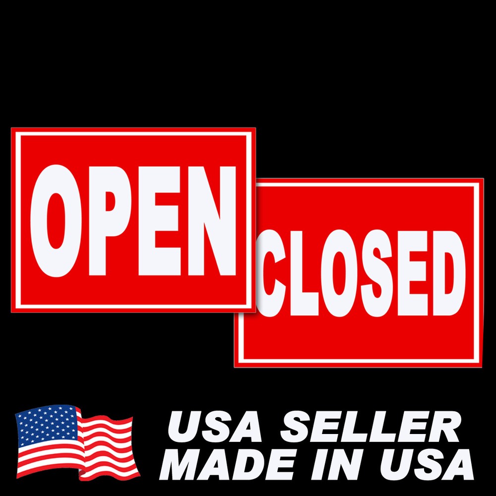 Open and Closed STICKERS or FLEXIBLE MAGNETIC SIGNS decals magnets 7.5×10.75″