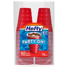 Hefty Party On Disposable Plastic Cups, 50 Count, 18 Oz 50 count, Red