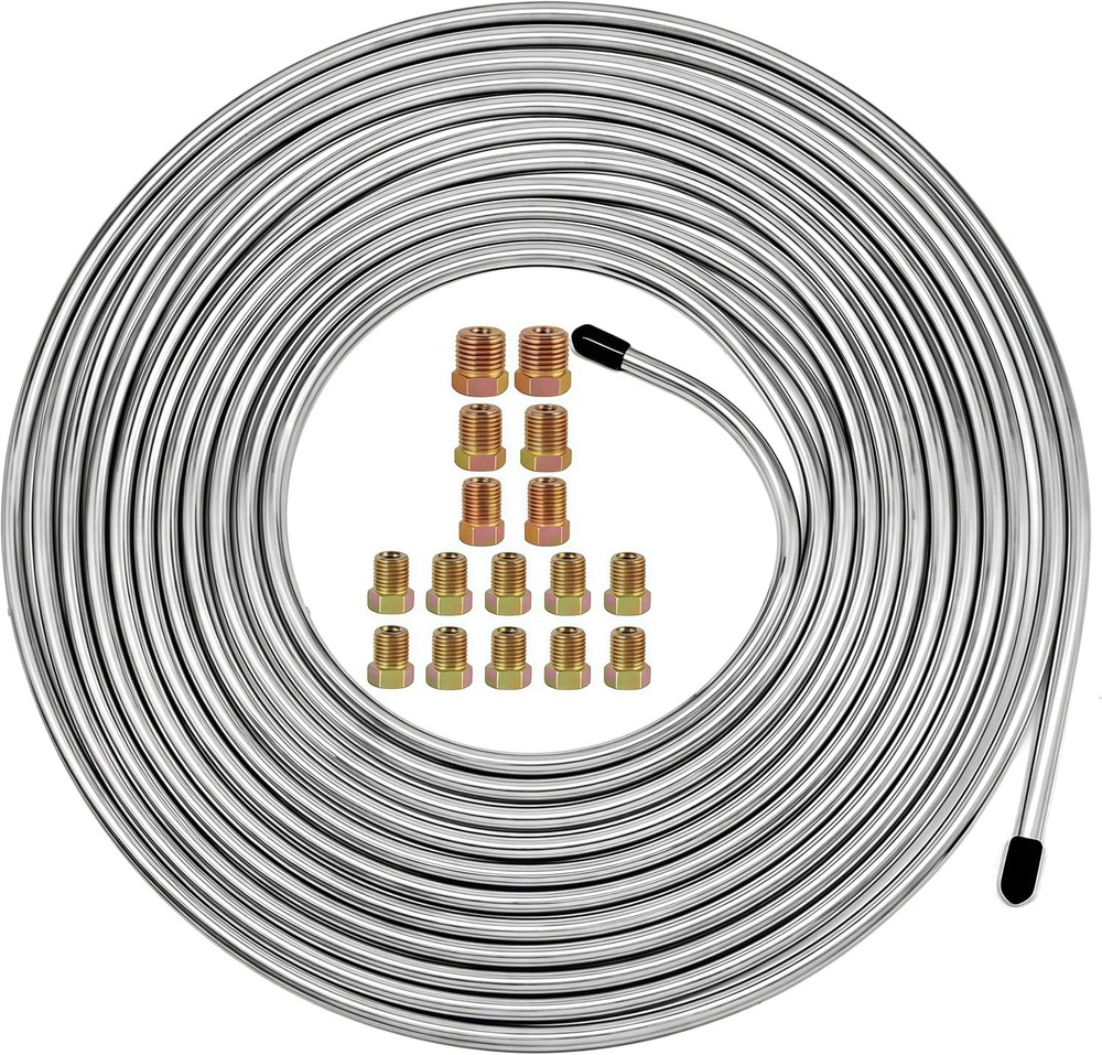 Double Walled Brake Tubing Kit 25Ft 3/16 with Fittings