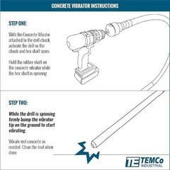 TEMCo Drill-Powered Concrete Vibrator – 5-Foot Length for Effective Vibration