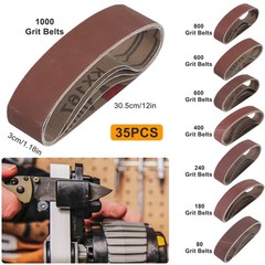 35pcs 1.18×13″ Sanding Belts 80-1000Grit for Mini Belt Sander Knife Metal Wood