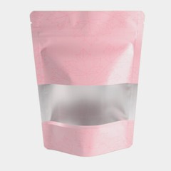 Pink/Silver Leaf Bottom Gusset Aluminum QuickQlick™ Pouch for Bath Salt Products