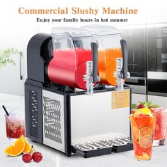 High-Capacity Dual-Tank Slushie Machine 7.2L Frozen Drink Dispenser 370W