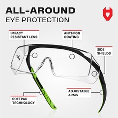 NoCry Anti Fog Safety Glasses that Fit Over Glasses with Scratch Resistant Le…
