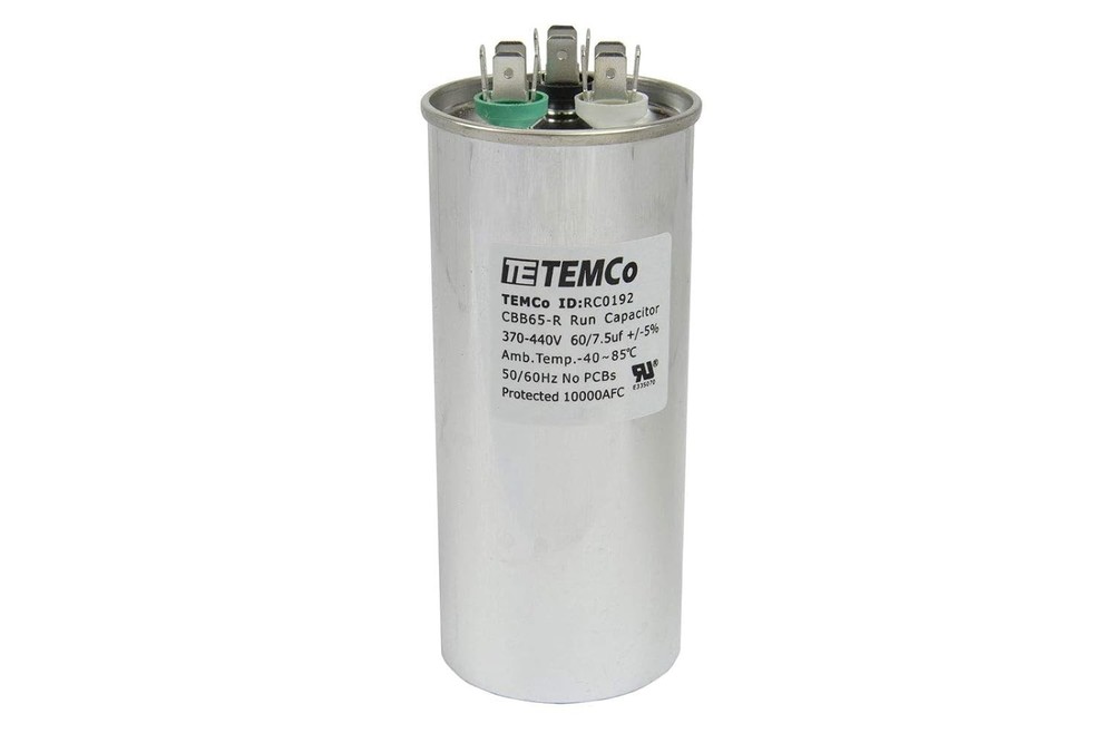 TEMCo 60+7.5 uF Dual Run Capacitor — Robust HVAC & Motor Replacement