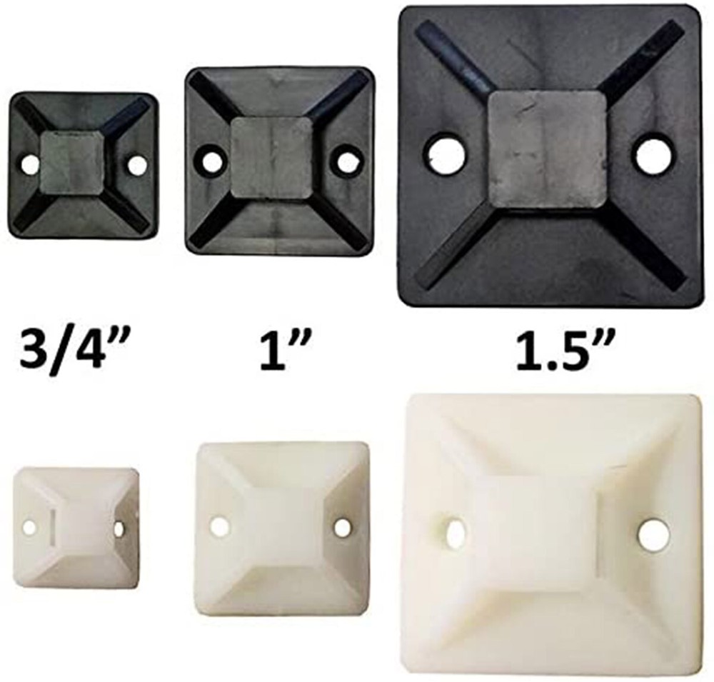 Adhesive Backed Mounting Bases – 50 Pack – Black / White – Electriduct