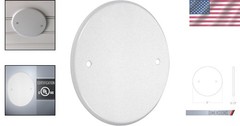 5 Inch Round Blank Cover Plate – White Metallic Metal Box Mount Decorator Style