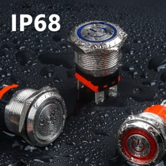 16/19/22/25mm LED Push Button Switch Momentary Latching On/Off Waterproof Metal