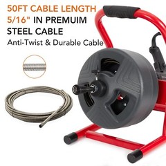 50Ft x 5/16″ Drain Cleaner Machine for 3/4″ – 3″ Pipe Drain Auger Sewer Plumbing
