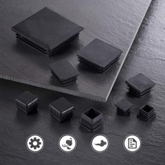12 Pack 1/2 Inch Square Plastic Plug Inserts End Caps for Square Tubing