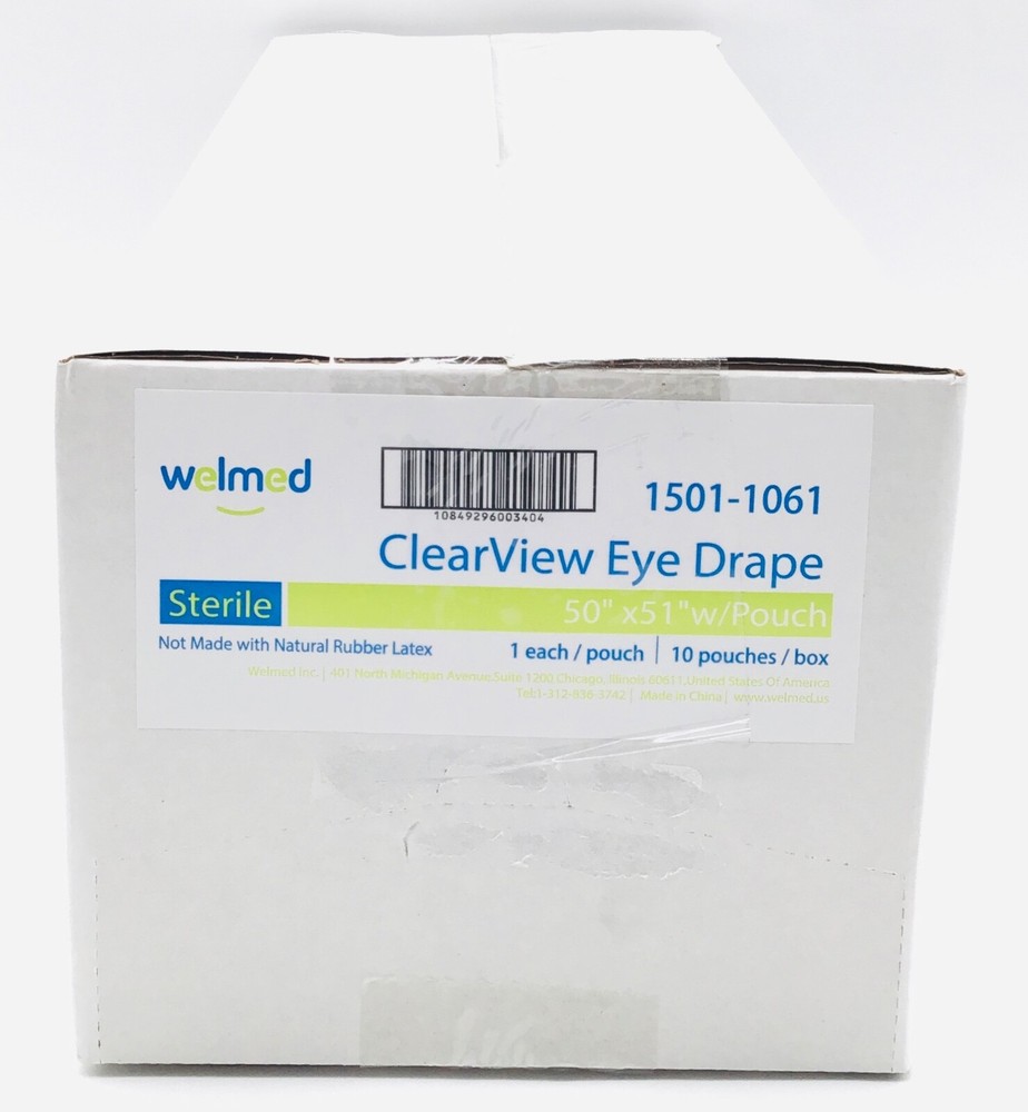 WelMed 1501-1061 ClearView Eye Drape 50″ x 51″ w/Pouch – Box of 10