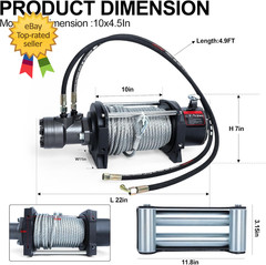 15000LBS Hydraulic Winch Steel Cable 0.4IN X 78Ft,Gear Ratio 36 1Hydraulic Moto