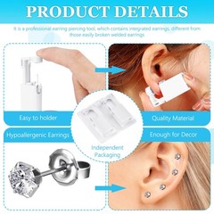 Honoson 6 Pieces Disposable Ear Gun Piercing Kit with As picture shown, White