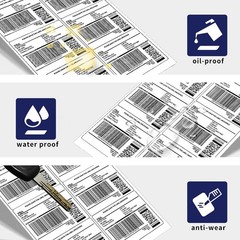 4×3-1/3 Shipping Labels 6 Per Sheet 6UP Printable Sticker Paper for Laser Inkjet