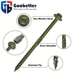 50-Pcs Structural Wood Screws 8 Inch #14 X 8 Heavy Duty Timber Screws Rust Resi