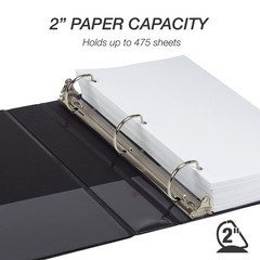 Samsill 2 Inch D Ring Binder, 100% Recycled Chipboard, Black, 12 Pack