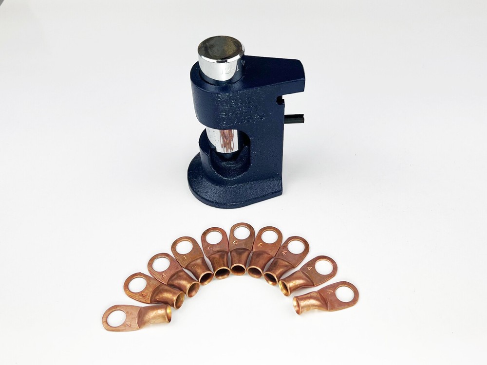 Free 10) 4 AWG. Ring Terminals + Large Gauge Hammer Crimper Tool 1/0 to 8 AWG