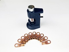 Free 10) 4 AWG. Ring Terminals + Large Gauge Hammer Crimper Tool 1/0 to 8 AWG