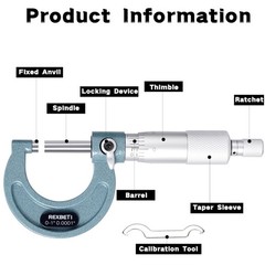 Carbide Tipped Outside Micrometer Kit – 0.001″ Graduation, Rust-Resistant Finish