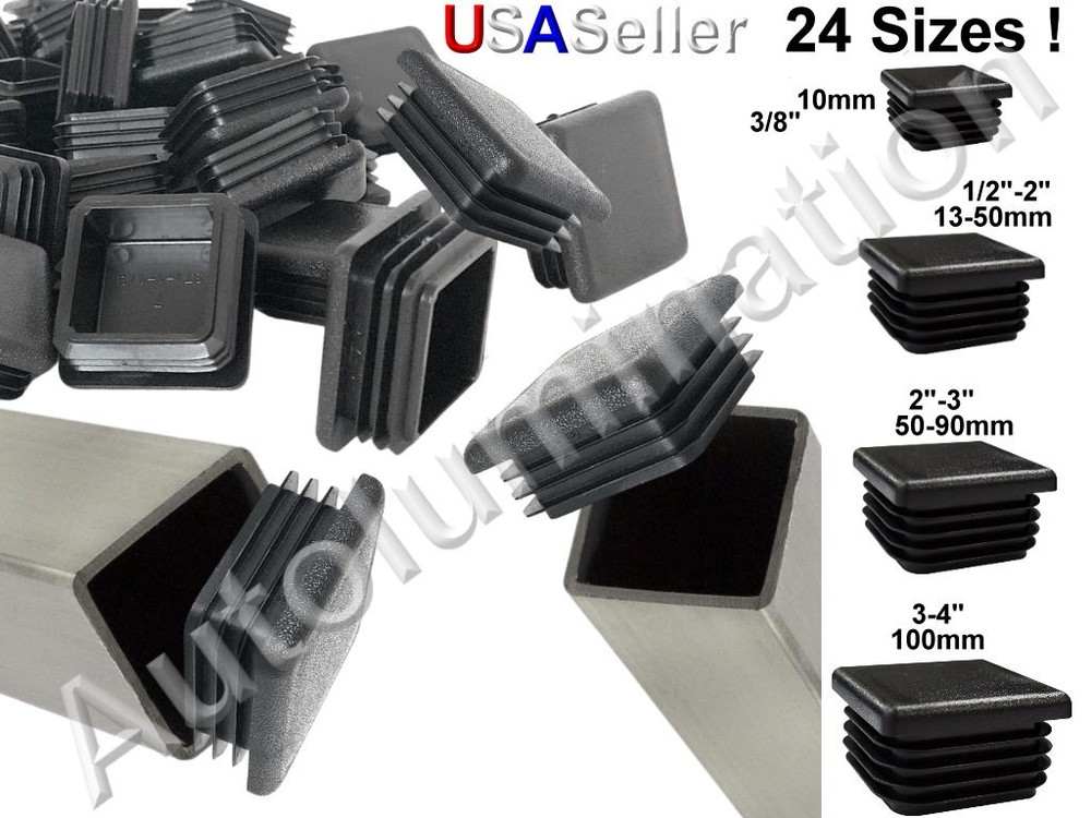 Plastic Black Blanking End Cap Caps Tube Pipe Inserts Plug Bung Steel Tubing Leg